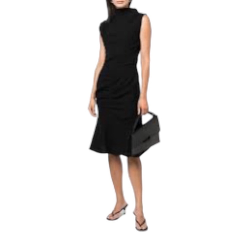 NWT Acne Studios Asymmetric High Neck Wool dress in‎ black size 38